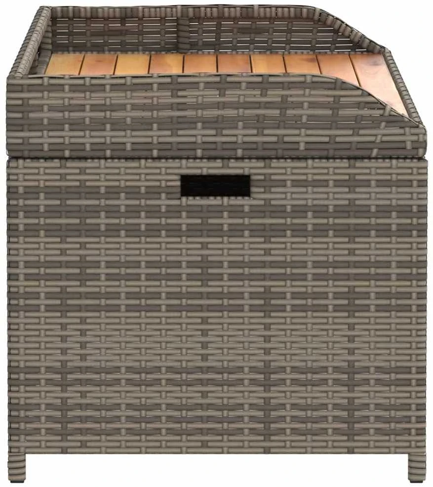 Suoliukas-daiktadėžė, pilkas, 100x50x52cm, poliratanas/akacija