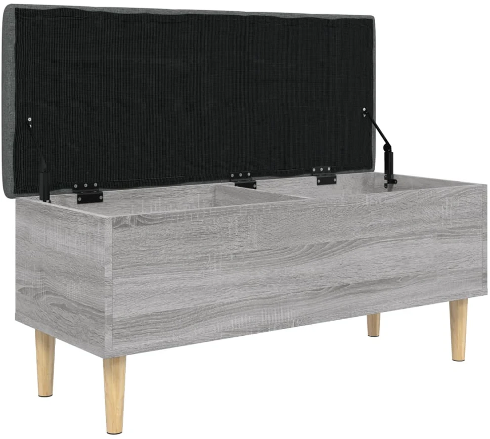 Suoliukas-daiktadėžė, pilkas, 102x42x46cm, apdirbta mediena