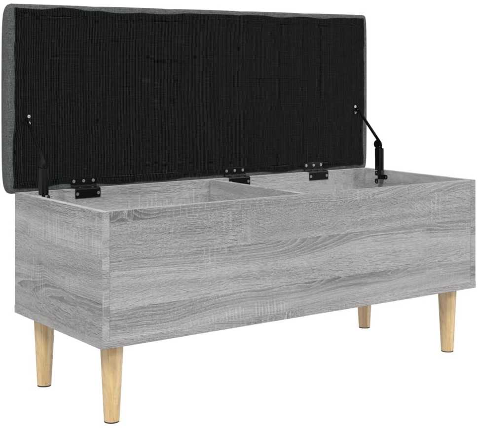 Suoliukas-daiktadėžė, pilkas, 102x42x46cm, apdirbta mediena
