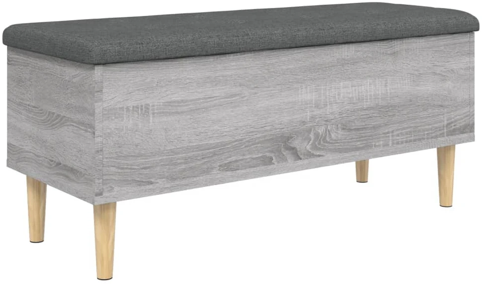 Suoliukas-daiktadėžė, pilkas, 102x42x46cm, apdirbta mediena