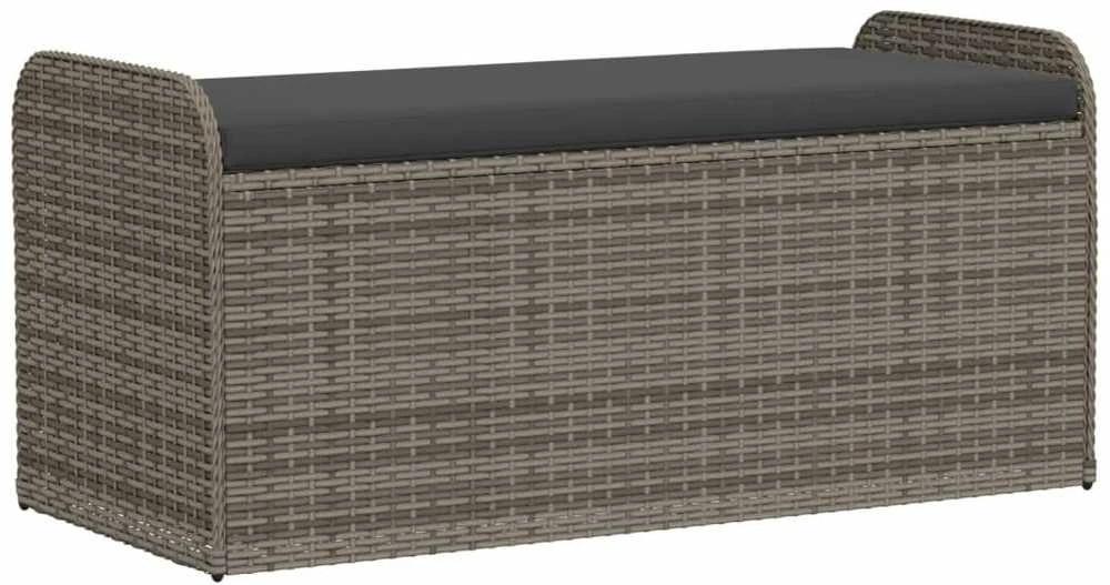 Suoliukas-daiktadėžė, pilkas, 115x51x52cm, poliratanas