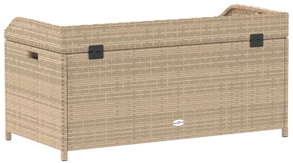 Suoliukas-daiktadėžė, smėlio, 100x50x52cm, poliratanas/akacija