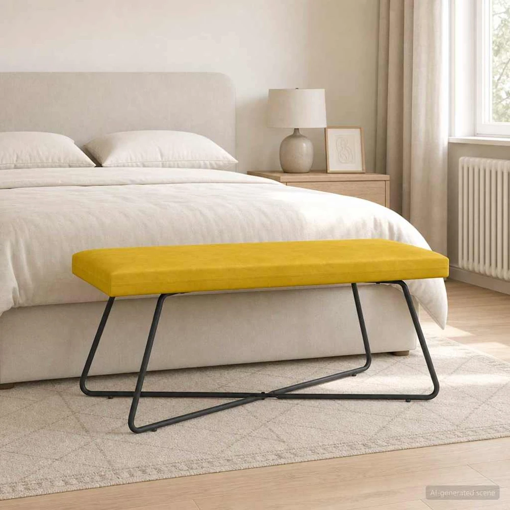 suoliukas Geltona 110 x 40 x 45 cm Aksomas