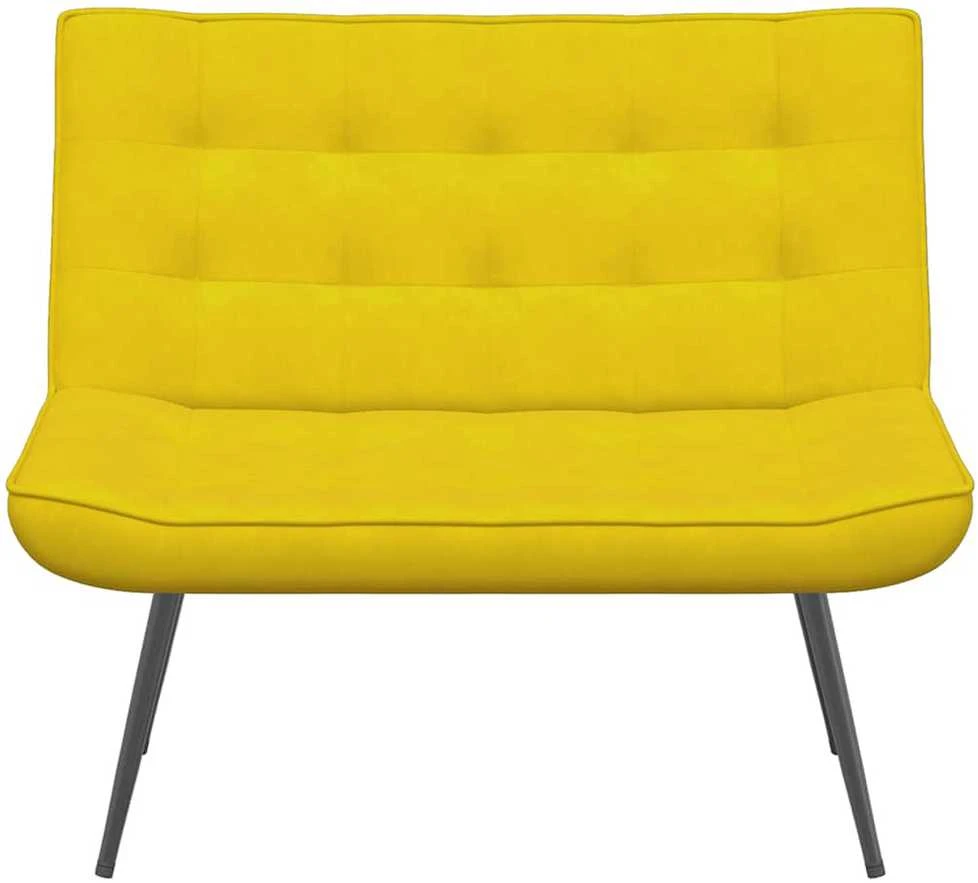 Fotelis Suoliukas, geltonos spalvos, 110x74x84cm, aksomas
