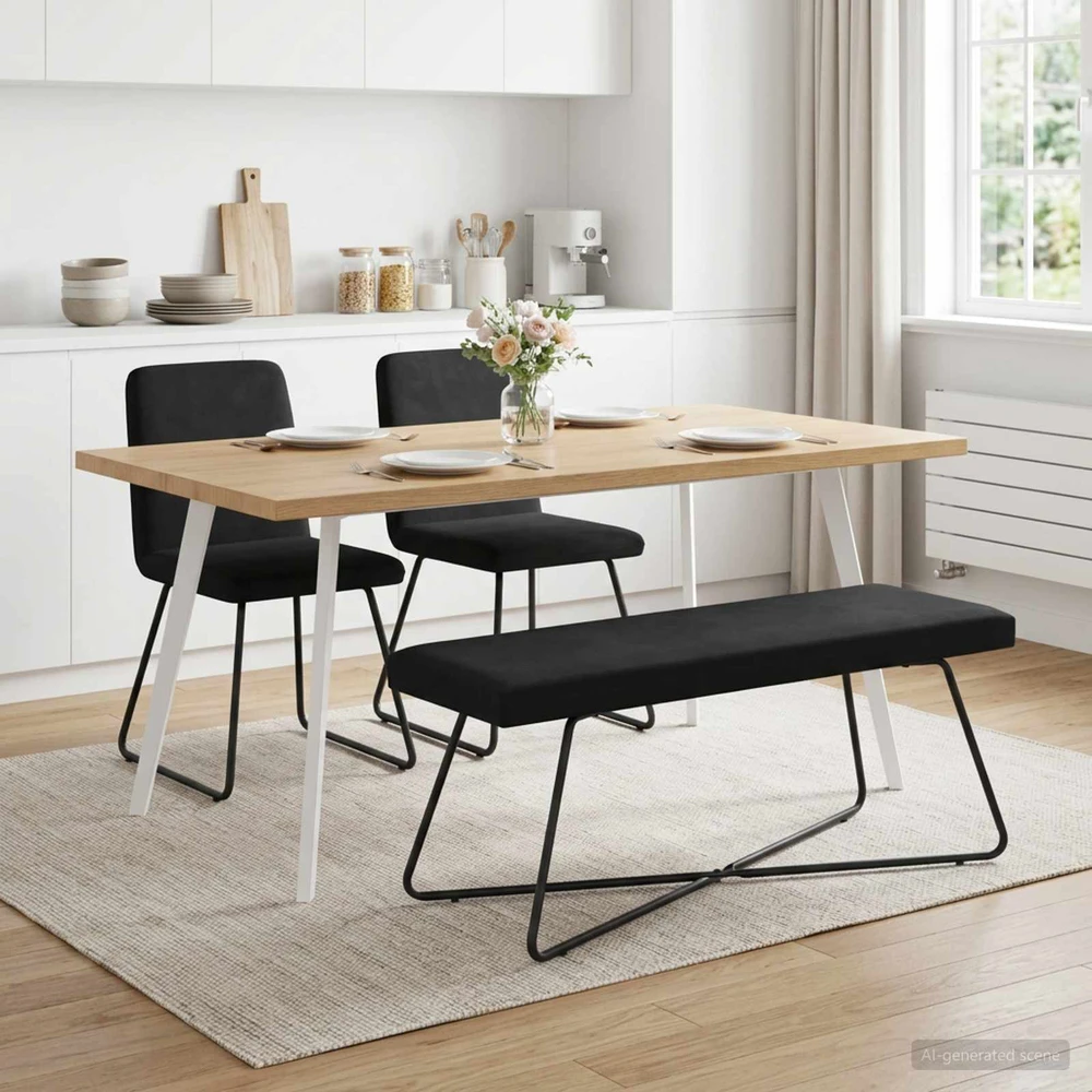 suoliukas Juoda 110 x 40 x 45 cm Aksomas