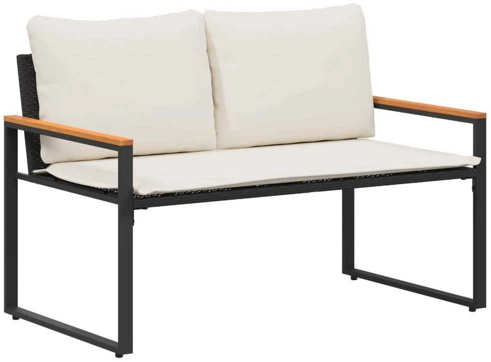 suoliukas Juoda ir kreminė balta 115 x 65 x 72 cm Ratanas