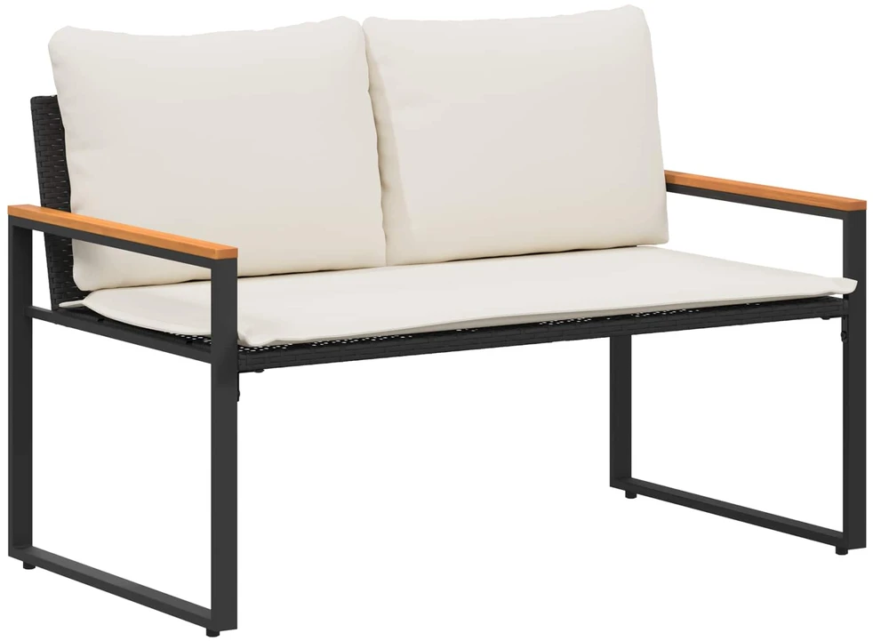 suoliukas Juoda ir kreminė balta 115 x 65 x 72 cm Ratanas