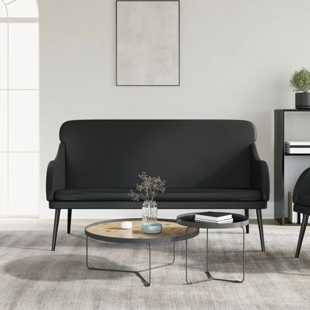 Sofa Suoliukas, juodos spalvos, 110x76x80cm, dirbtinė oda