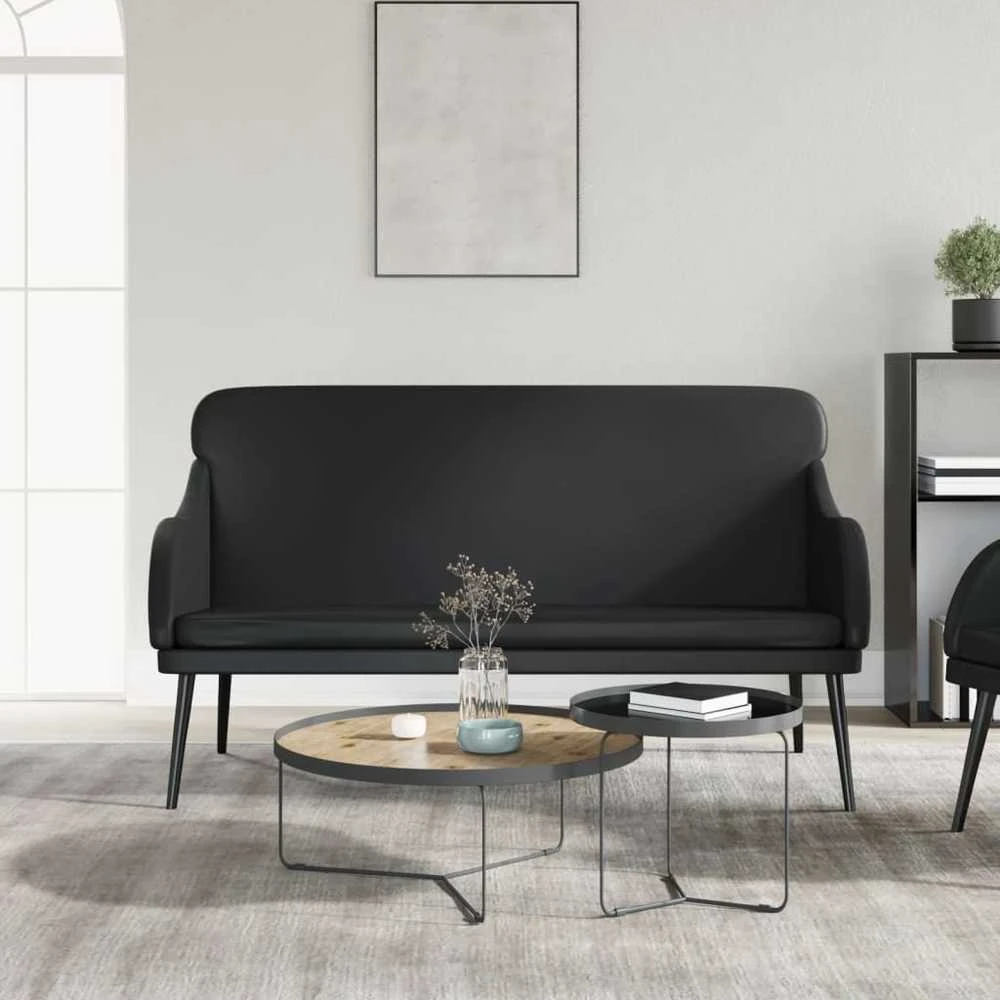 Sofa Suoliukas, juodos spalvos, 110x76x80cm, dirbtinė oda