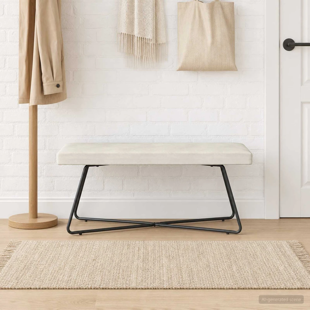 suoliukas Kreminė 110 x 40 x 45 cm Aksomas