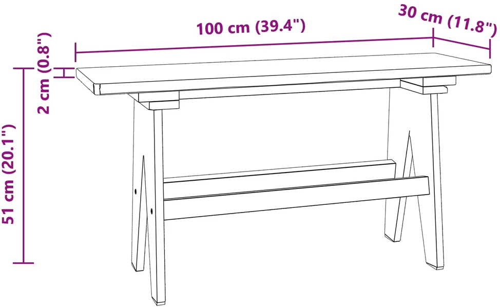 suoliukas Natūrali 100 x 30 x 51 cm Perdirbtos medienos masyvas