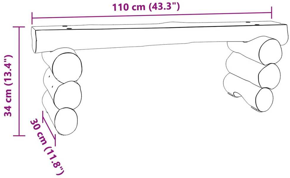 suoliukas Natūrali 110 x 30 x 34 cm Kieto teka medžio