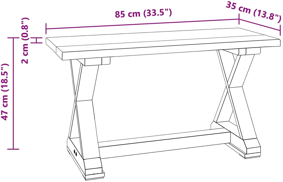 suoliukas Natūrali 85 x 35 x 46 cm Perdirbtos medienos masyvas