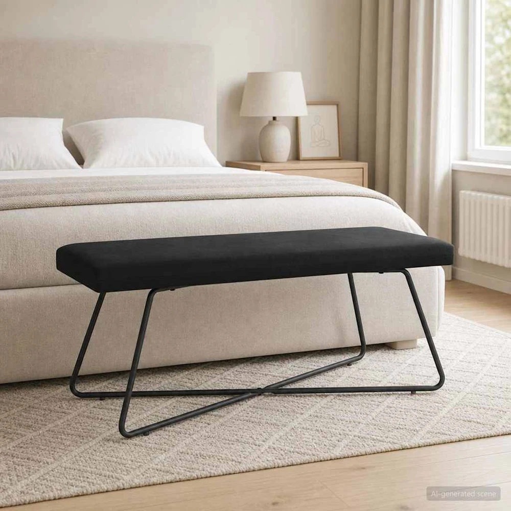 suoliukas Juoda 110 x 40 x 45 cm Aksomas