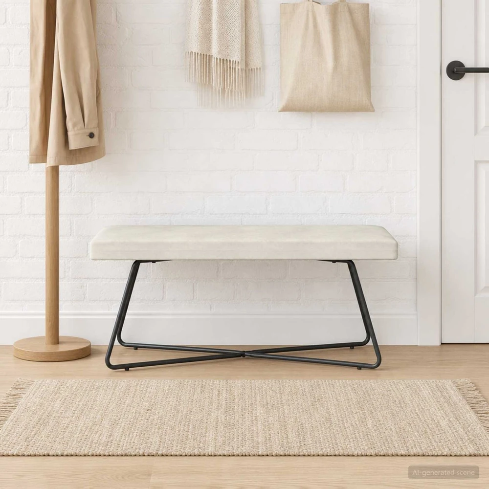 suoliukas Kreminė 110 x 40 x 45 cm Aksomas