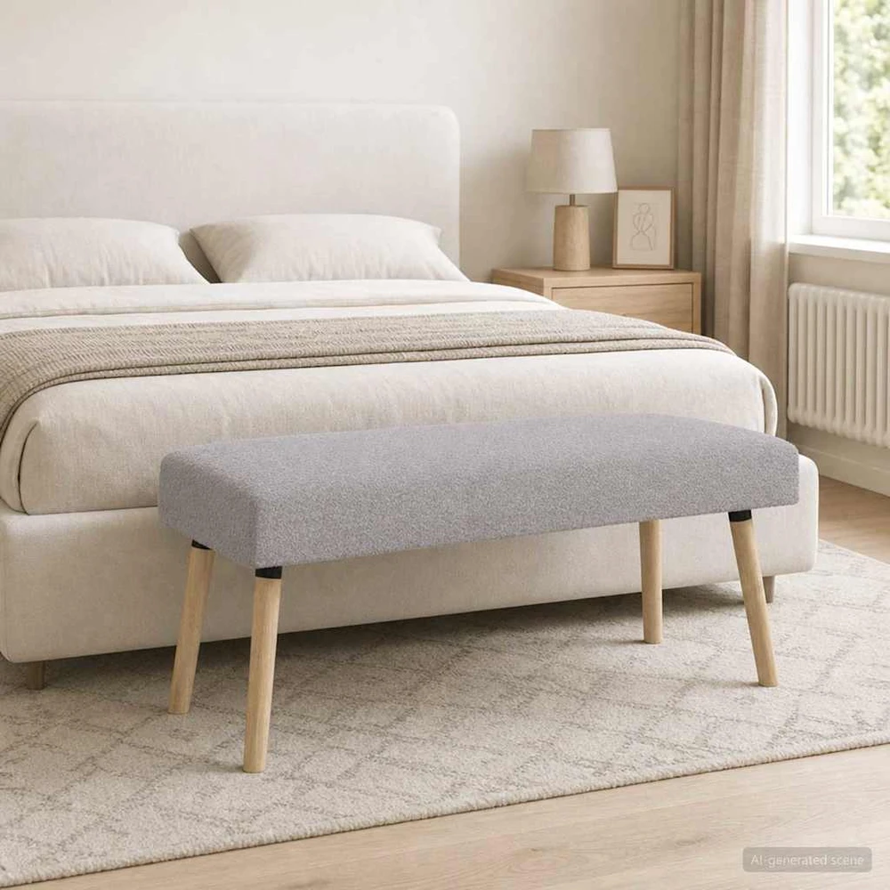 suoliukas Paprastas Šviesiai pilka 110 x 40 x 46 cm Bouclé