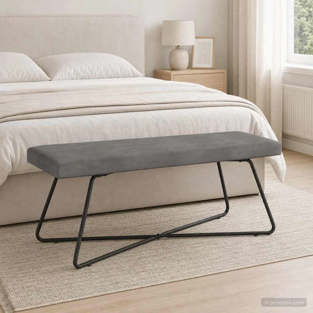 suoliukas Tamsiai pilka 110 x 40 x 45 cm Aksomas