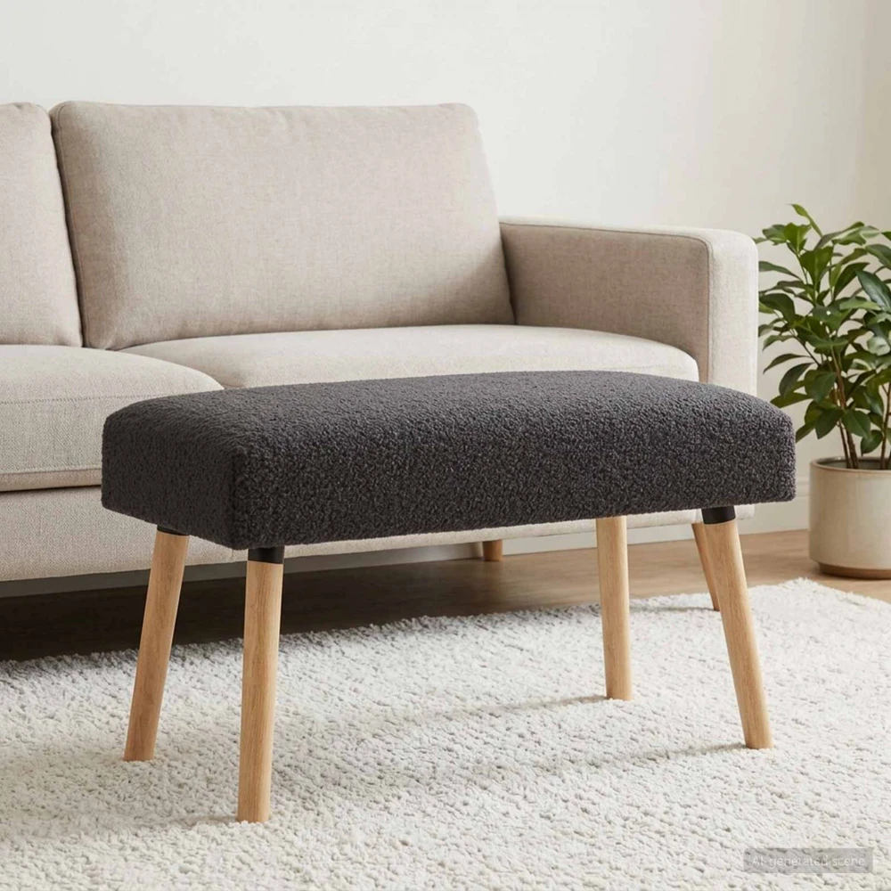 suoliukas Paprastas Tamsiai pilka 80 x 40 x 46 cm Bouclé