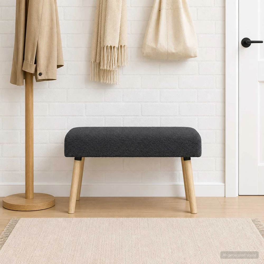 suoliukas Paprastas Tamsiai pilka 80 x 40 x 46 cm Bouclé