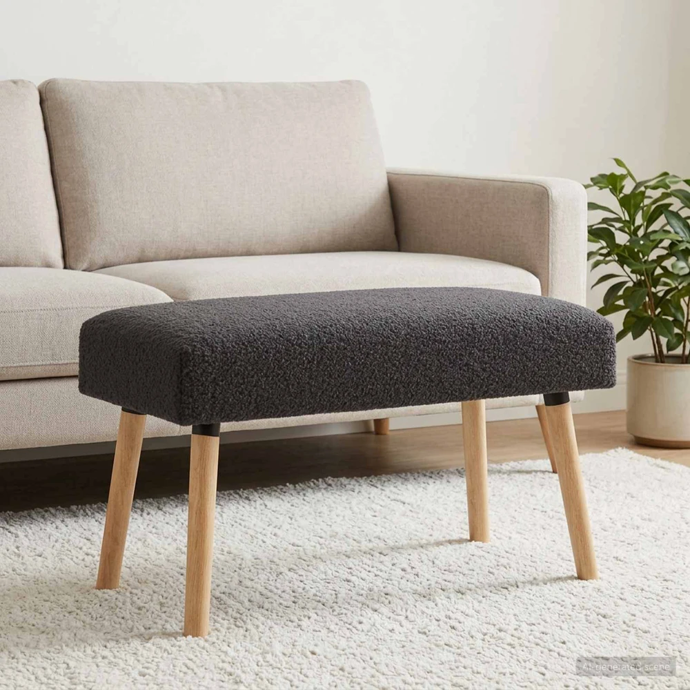 suoliukas Paprastas Tamsiai pilka 80 x 40 x 46 cm Bouclé