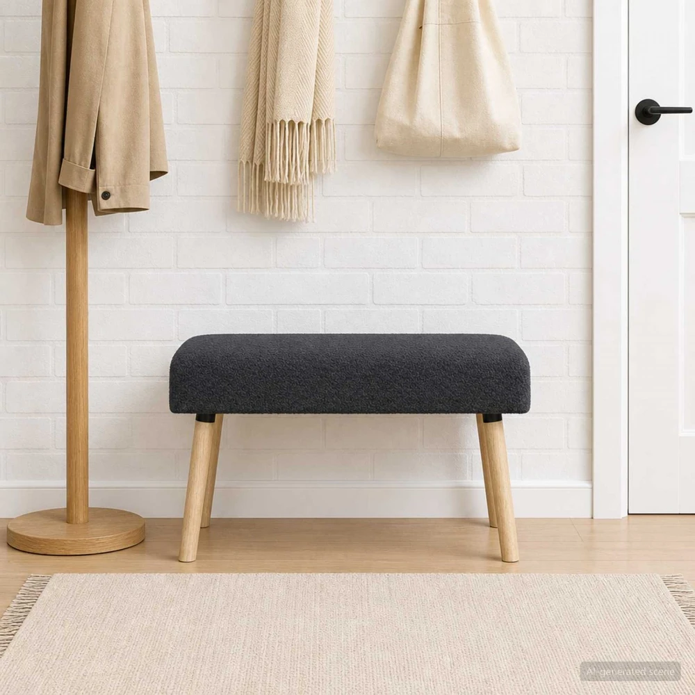suoliukas Paprastas Tamsiai pilka 80 x 40 x 46 cm Bouclé