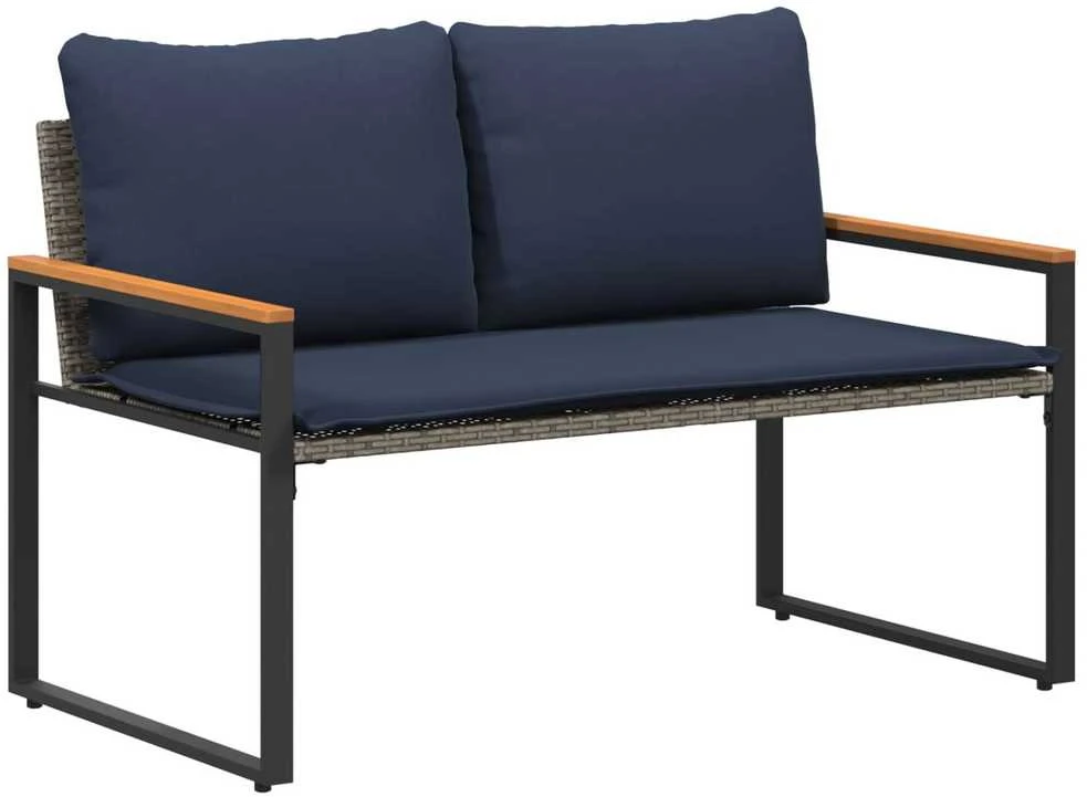 suoliukas Pilka ir tamsiai mėlyna 115 x 65 x 72 cm Ratanas