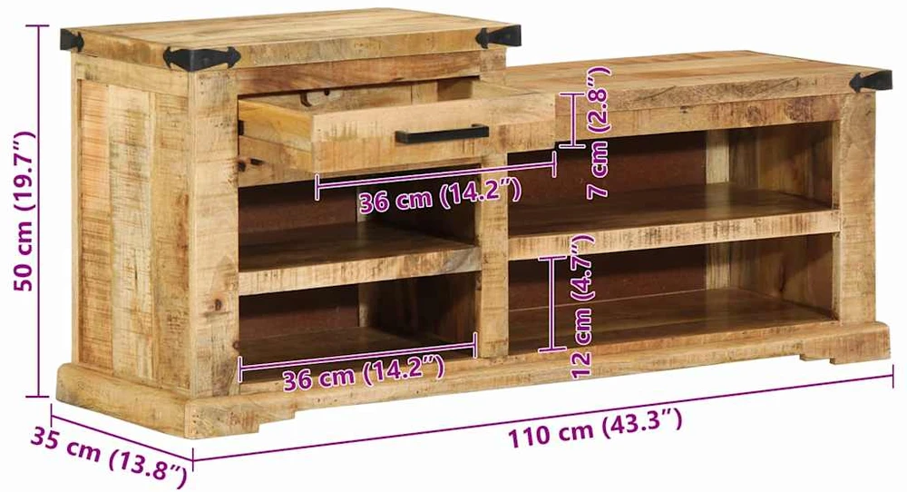 suoliukas Ruda 110 x 35 x 50 cm Nesvarus mangas