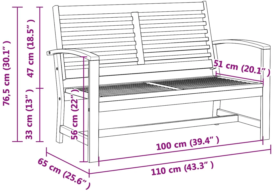 suoliukas Ruda 110 x 65 x 76,5 cm Kieto teka medžio