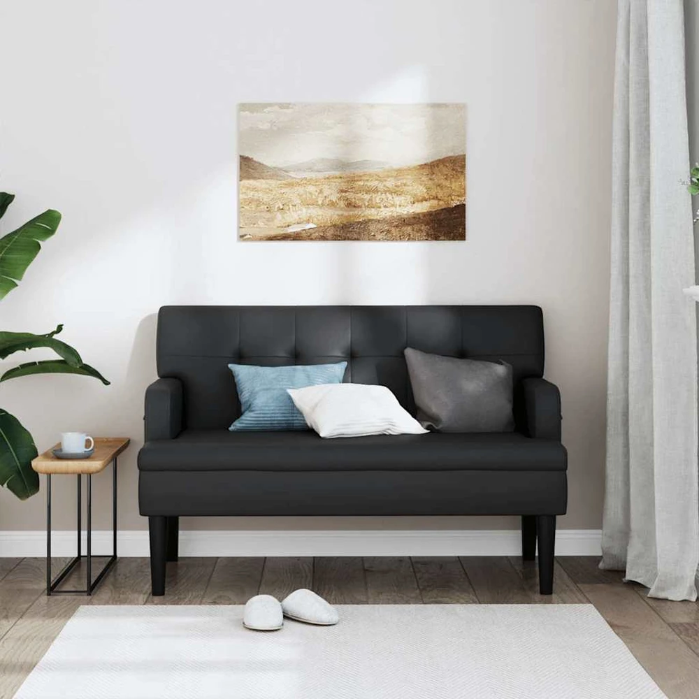 Suoliukas su atlošu, juodas, 112x65,5x75cm, dirbtinė oda