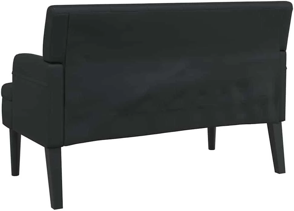 Suoliukas su atlošu, juodas, 112x65,5x75cm, dirbtinė oda