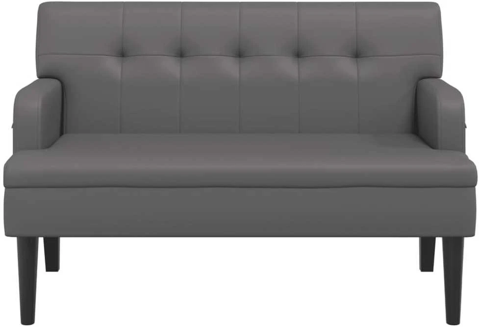 Suoliukas su atlošu, pilkas, 112x65,5x75cm, dirbtinė oda
