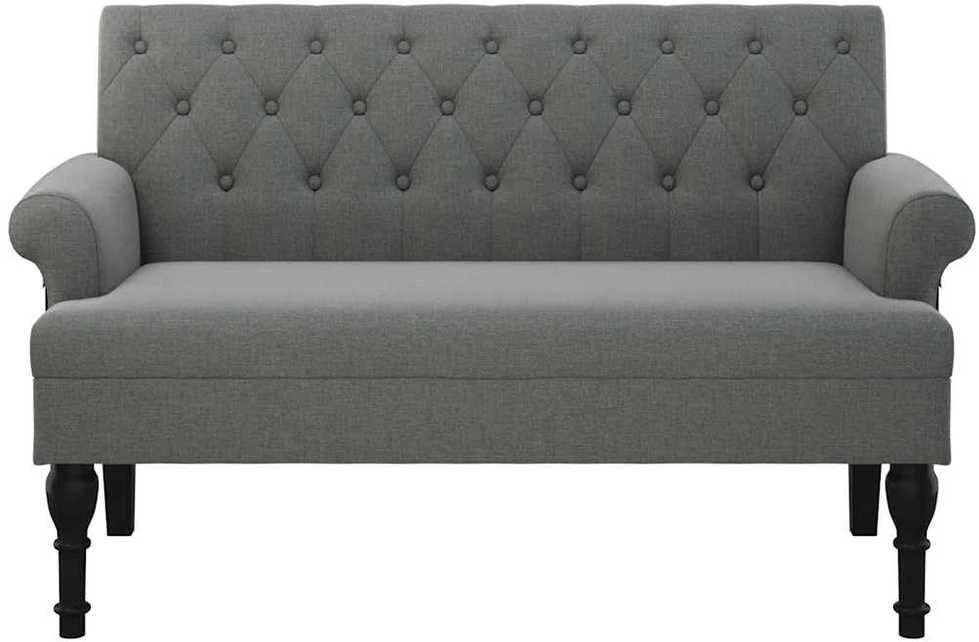 Suoliukas su atlošu, tamsiai pilkas, 120x62x75,5cm, audinys