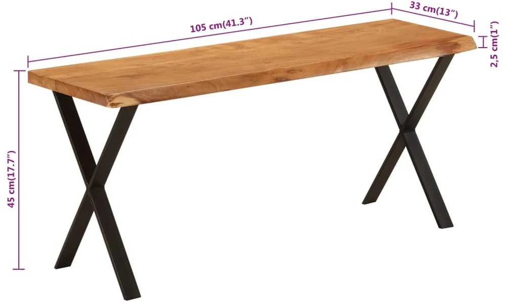 Suoliukas su gyvu kraštu, 105cm, akacijos medienos masyvas