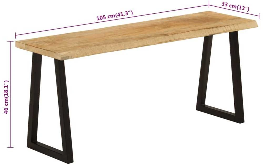 Suoliukas su gyvu kraštu, 105cm, mango medienos masyvas