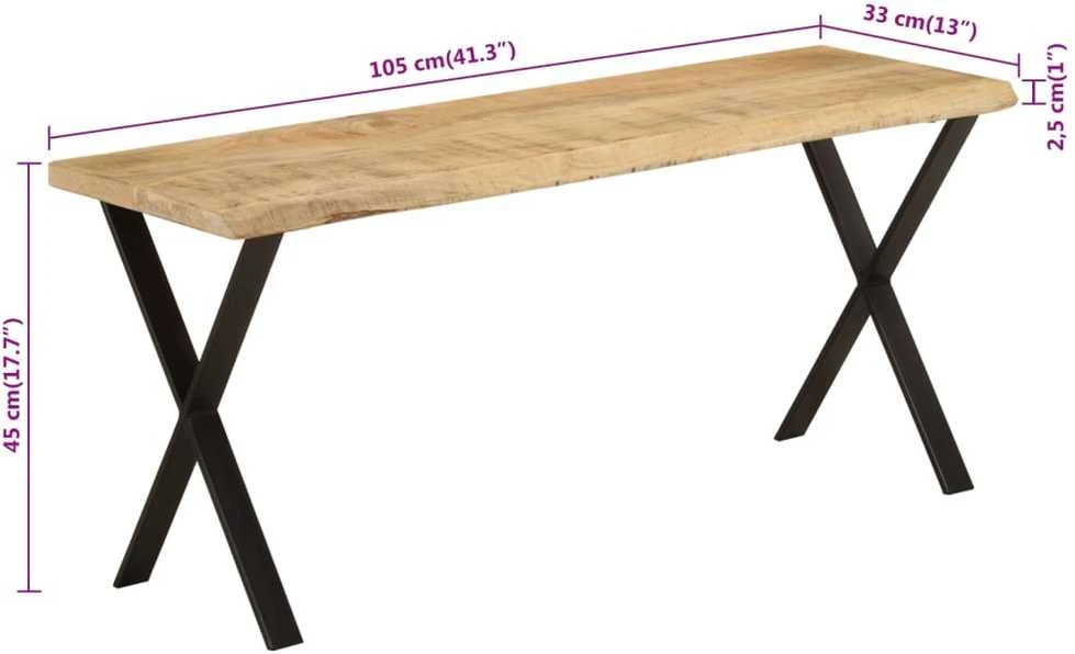 Suoliukas su gyvu kraštu, 105cm, mango medienos masyvas