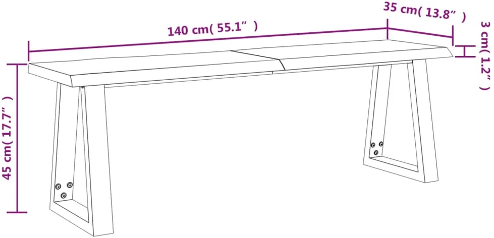 Suoliukas su gyvu kraštu, 140cm, akacijos medienos masyvas