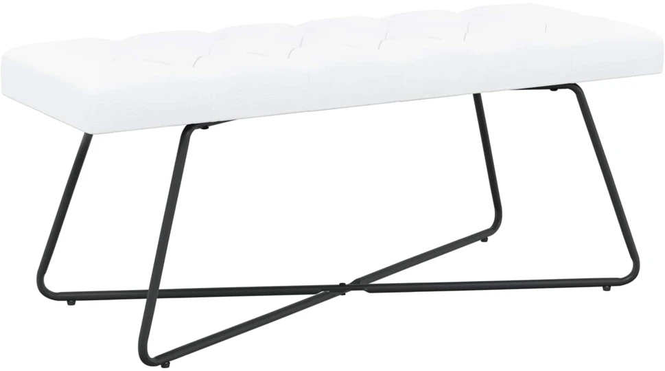 Suoliukas su mygtukų įsiuvais Balta 110 x 40 x 46 cm Audinys