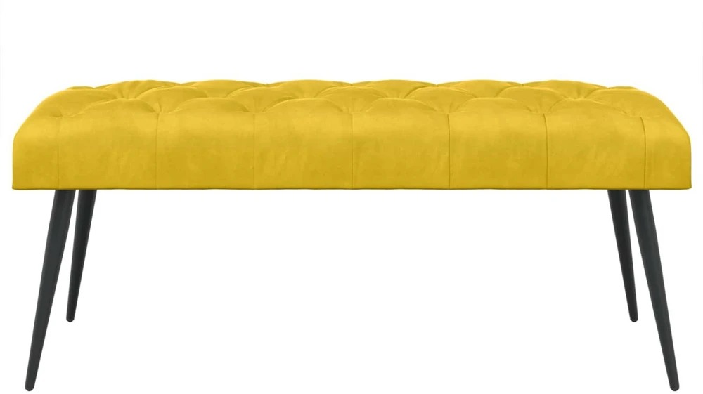 Suoliukas su mygtukų įsiuvais Geltona 110 x 40 x 46 cm Aksomas