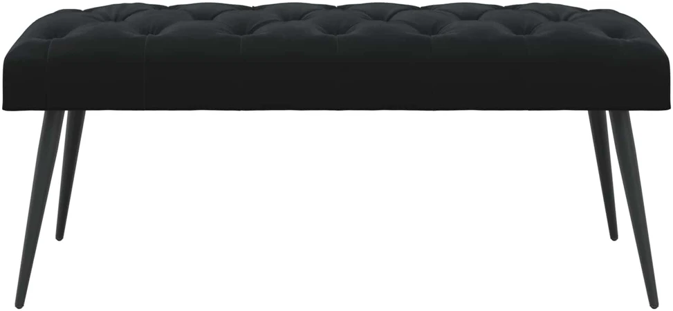 Suoliukas su mygtukų įsiuvais Juoda 110 x 40 x 46 cm Aksomas