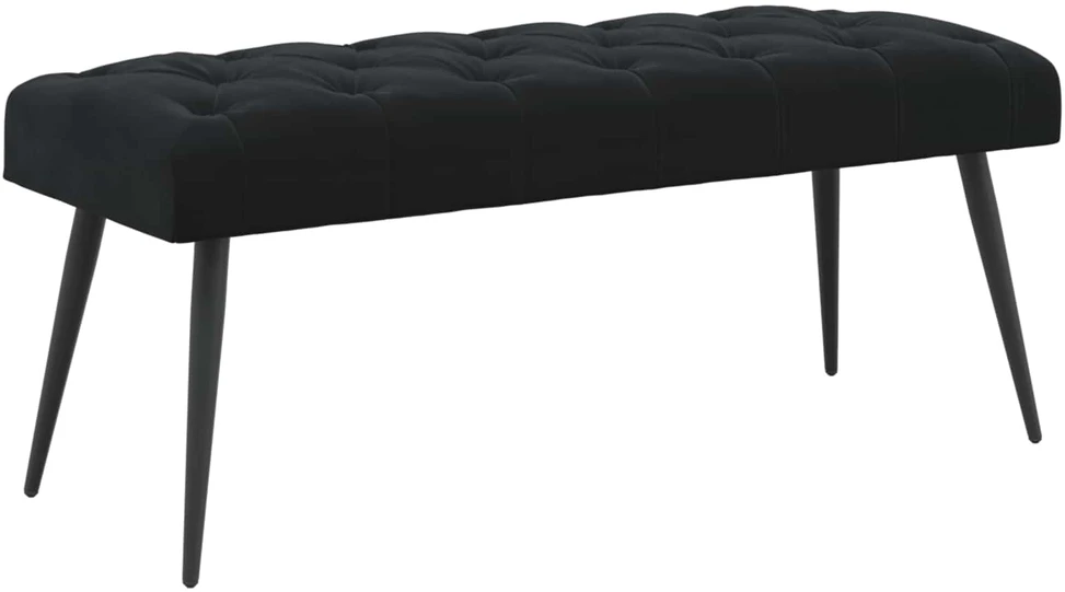 Suoliukas su mygtukų įsiuvais Juoda 110 x 40 x 46 cm Aksomas