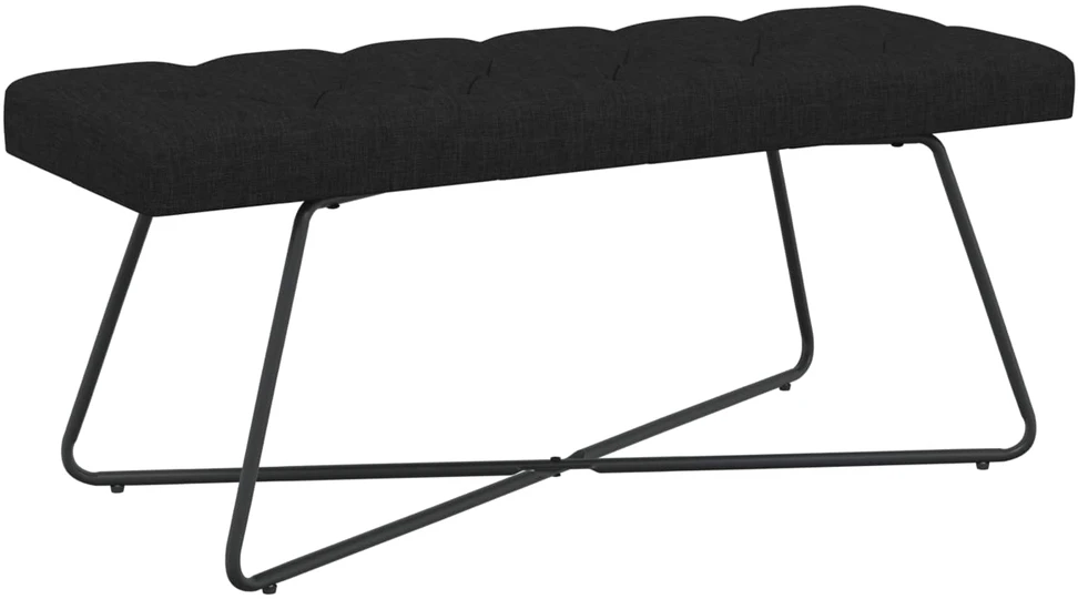 Suoliukas su mygtukų įsiuvais Juoda 110 x 40 x 46 cm Audinys