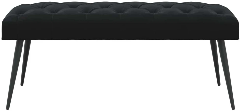 Suoliukas su mygtukų įsiuvais Juoda 110 x 40 x 46 cm Aksomas