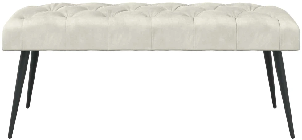 Suoliukas su mygtukų įsiuvais Kreminė 110 x 40 x 46 cm Aksomas