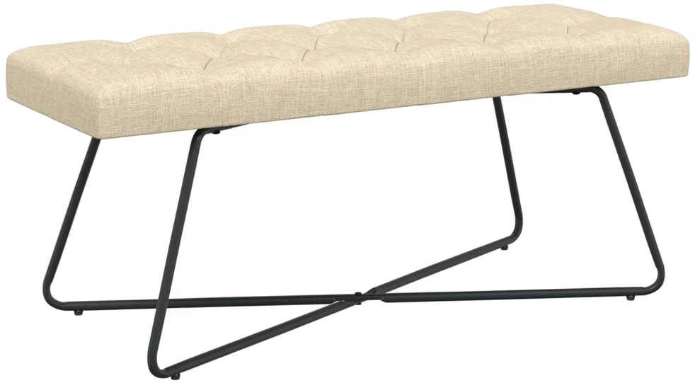 Suoliukas su mygtukų įsiuvais Kreminė 110 x 40 x 46 cm Audinys