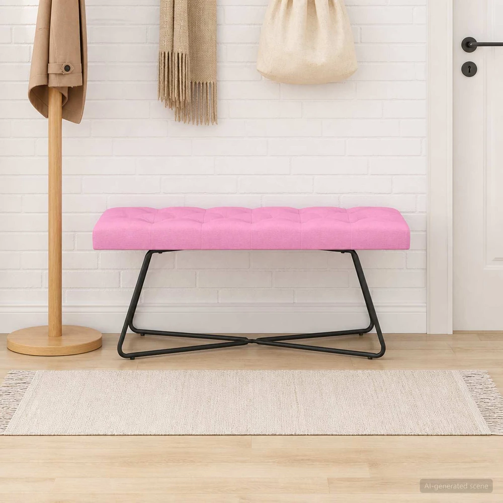 Suoliukas su mygtukų įsiuvais Rožinė 110 x 40 x 46 cm Audinys