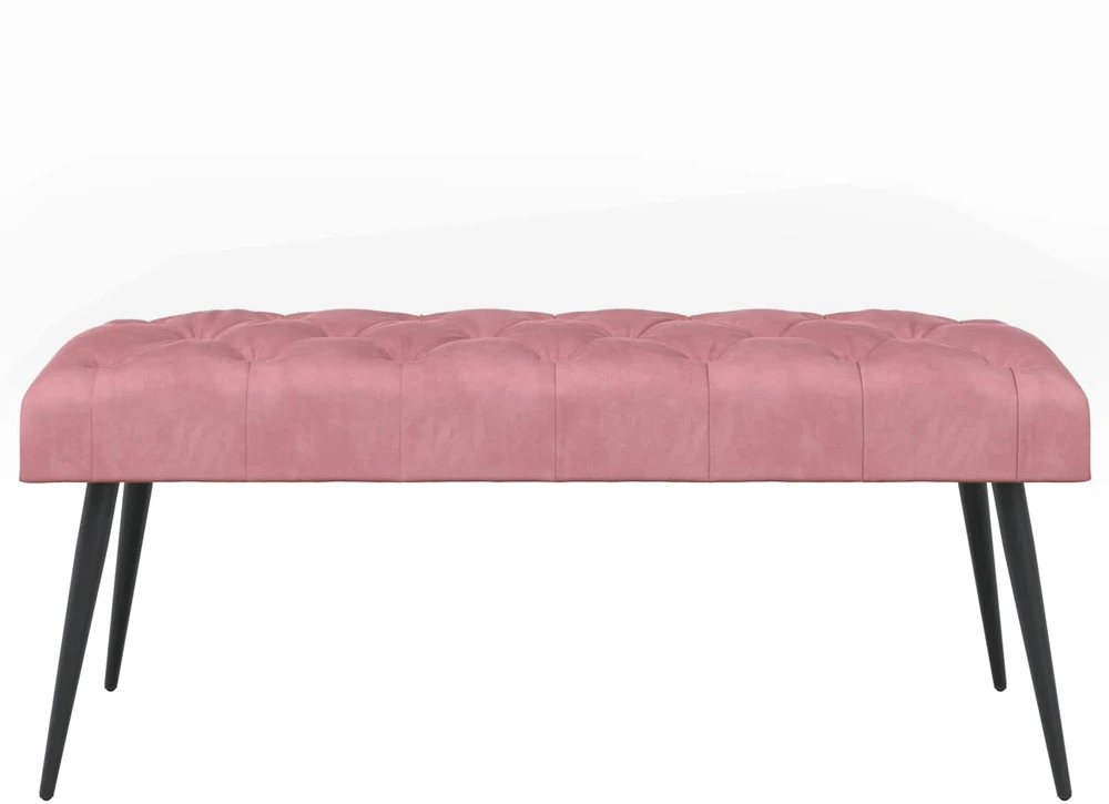 Suoliukas su mygtukų įsiuvais Rožinė 110 x 40 x 46 cm Aksomas