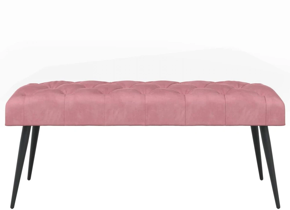 Suoliukas su mygtukų įsiuvais Rožinė 110 x 40 x 46 cm Aksomas