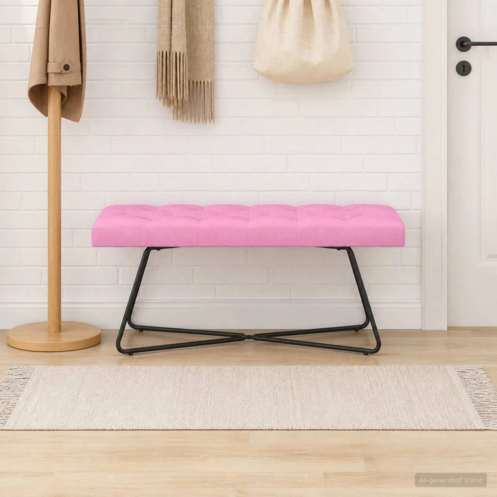 Suoliukas su mygtukų įsiuvais Rožinė 110 x 40 x 46 cm Audinys