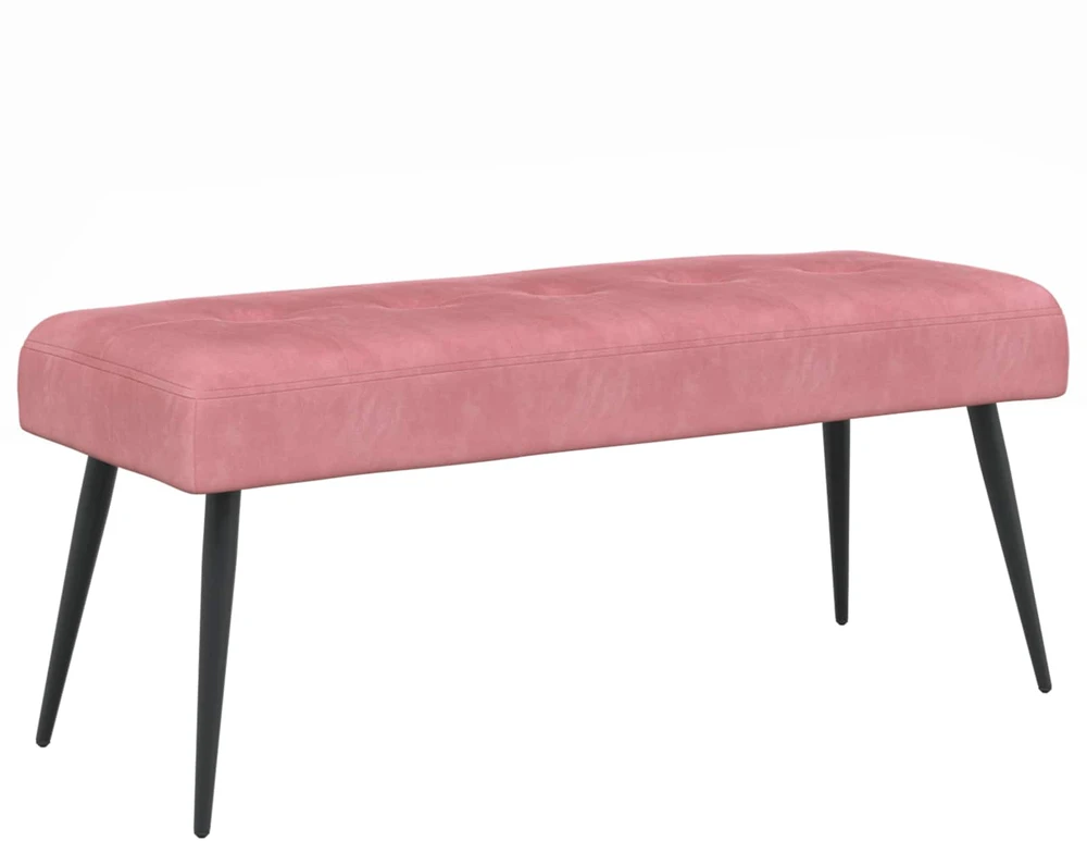 Suoliukas su mygtukų įsiuvais Rožinė 110 x 40 x 46 cm Aksomas