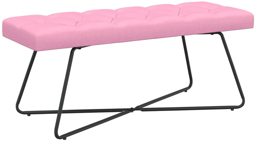 Suoliukas su mygtukų įsiuvais Rožinė 110 x 40 x 46 cm Audinys